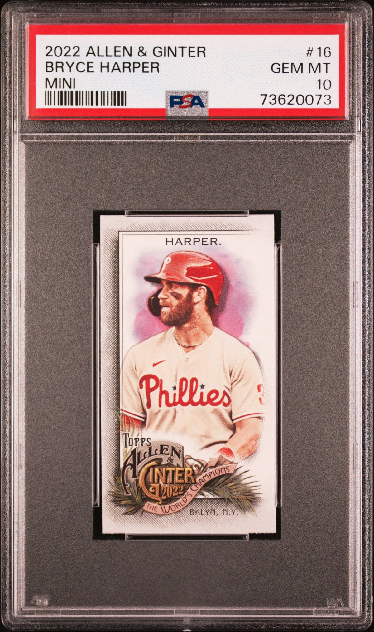 Graded 2022 Topps Allen & Ginter Bryce Harper #16 Mini Baseball Card PSA 10 Gem Mint