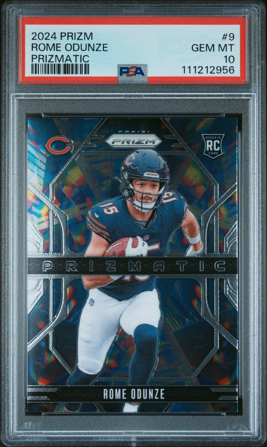 Graded 2024 Panini Prizm Rome Odunze #9 Prizmatic Rookie RC Football Card PSA 10 Gem Mint