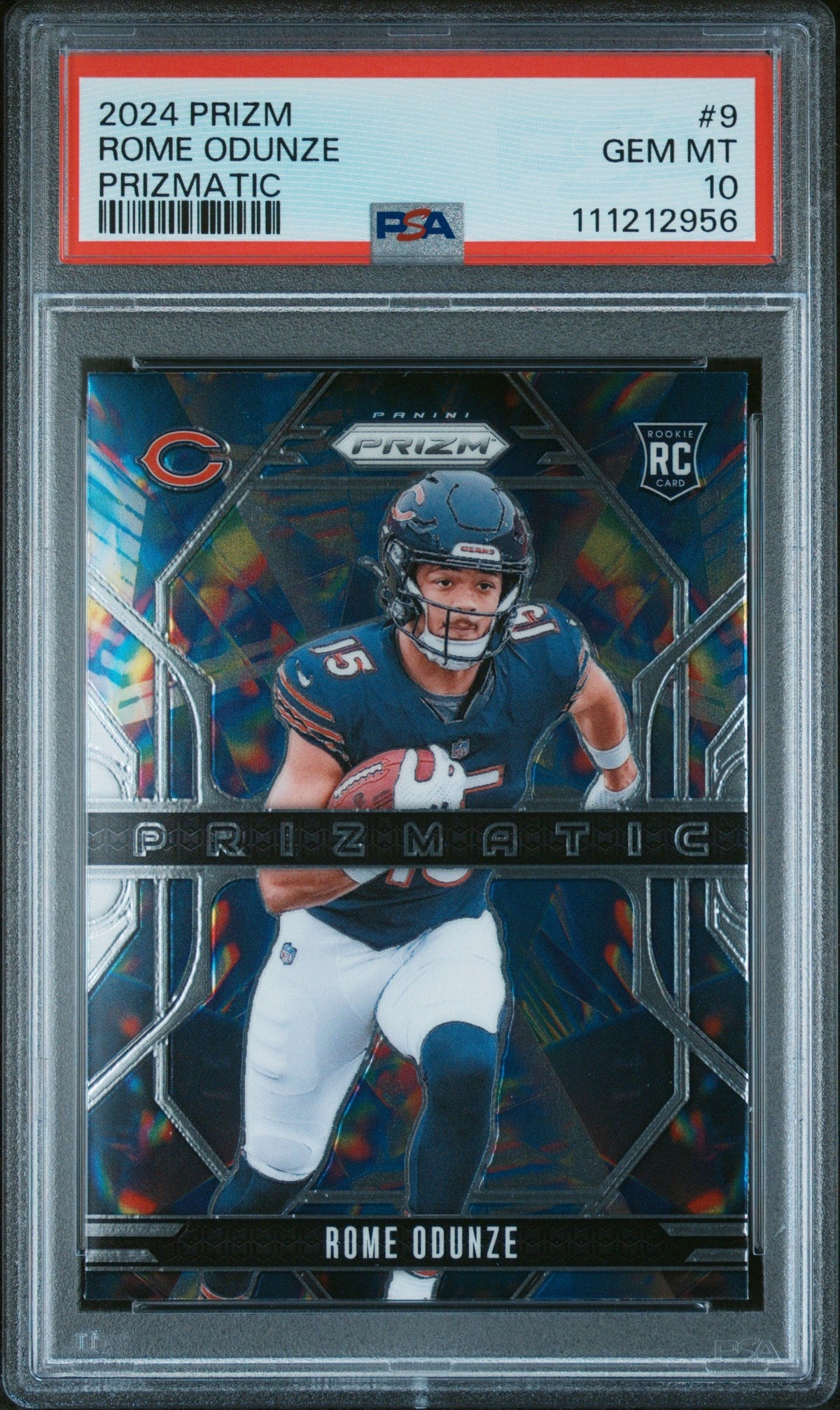 Graded 2024 Panini Prizm Rome Odunze #9 Prizmatic Rookie RC Football Card PSA 10 Gem Mint