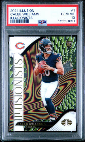 Graded 2024 Panini Illusions Caleb Williams #1 Illusionists Rookie RC Football Card PSA 10 Gem Mint