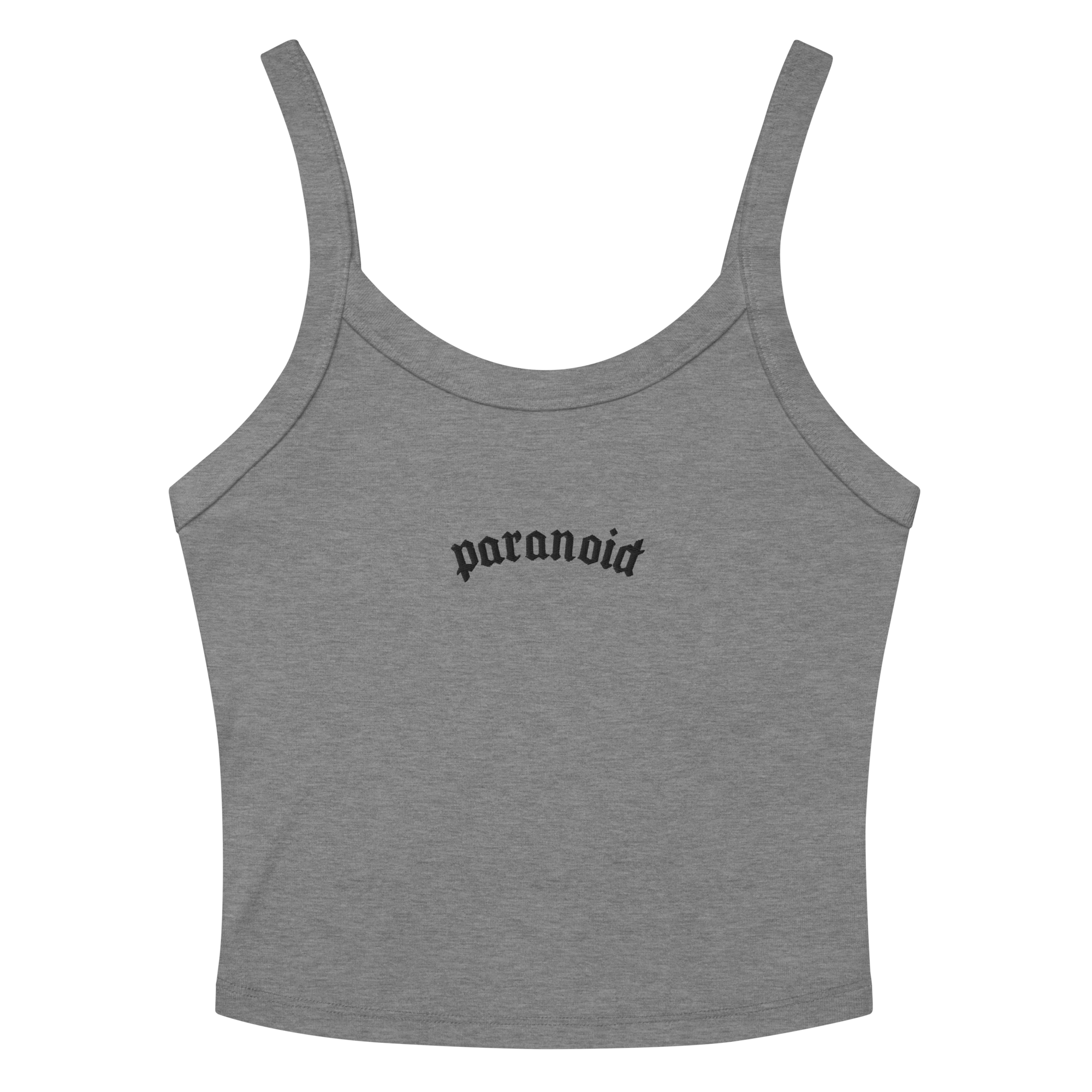 Paranoid Embroidered Ribbed Cropped Tank Top