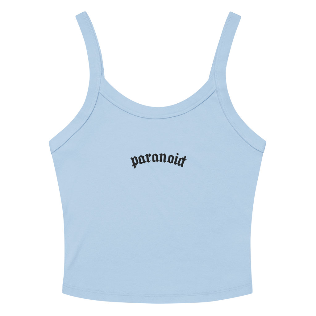 Paranoid Embroidered Ribbed Cropped Tank Top