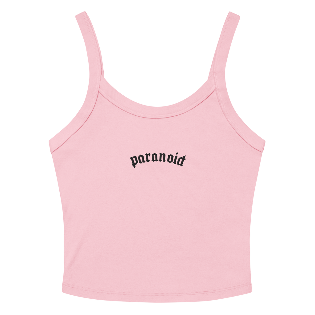 Paranoid Embroidered Ribbed Cropped Tank Top