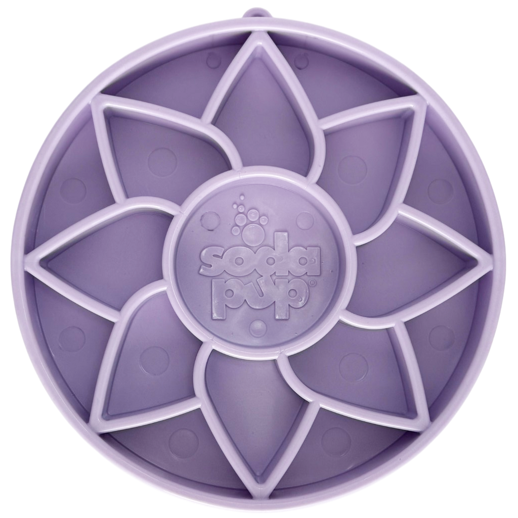 Sunflower Softie eTray Slow Feeder Dog Bowl | Soft Shallow Lick Mat | Yellow & Purple | USA Made