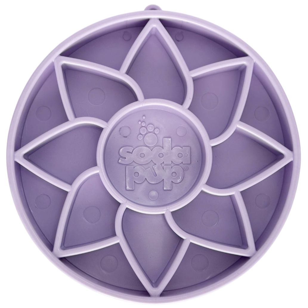 Sunflower Softie eTray Slow Feeder Dog Bowl | Soft Shallow Lick Mat | Yellow & Purple | USA Made