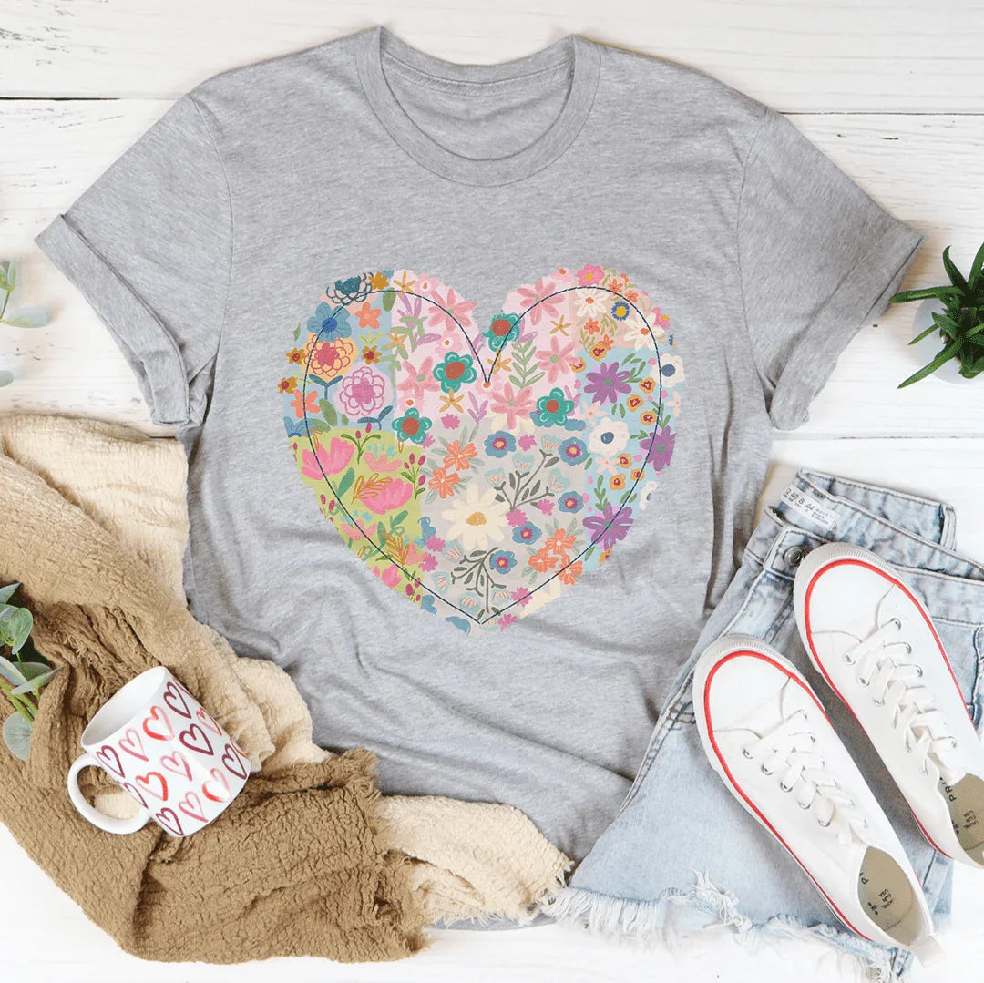 Patch Work Floral Heart Tee