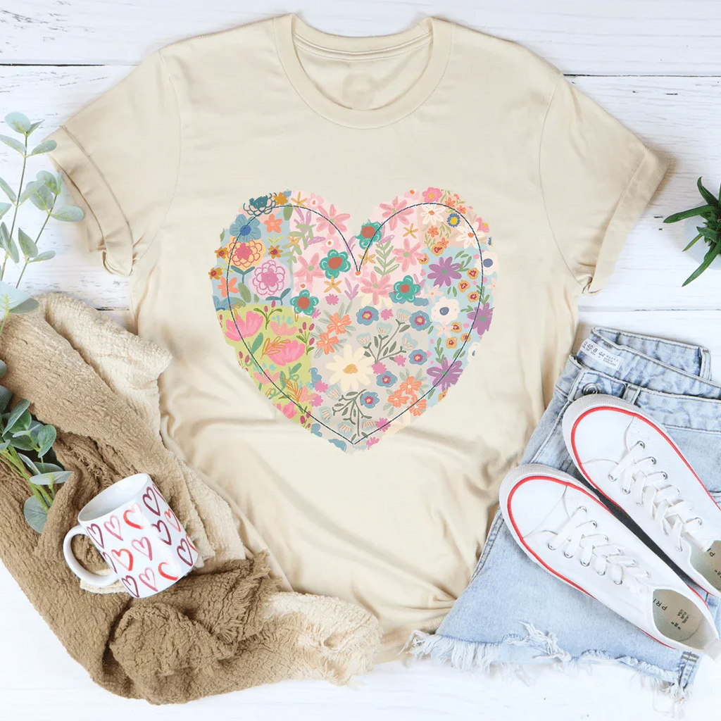Patch Work Floral Heart Tee