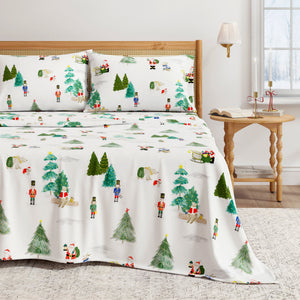 Watercolor Santa & Friends Holiday Scene
