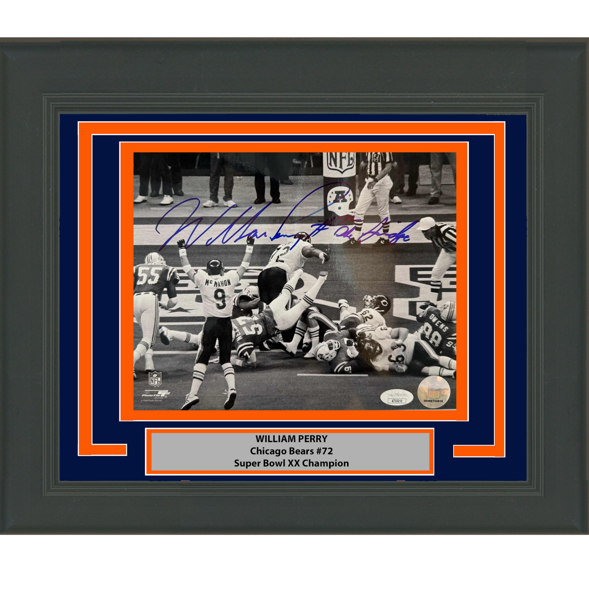 Framed Autographed/Signed William Perry Chicago Bears 8x10 Football Photo JSA COA #2