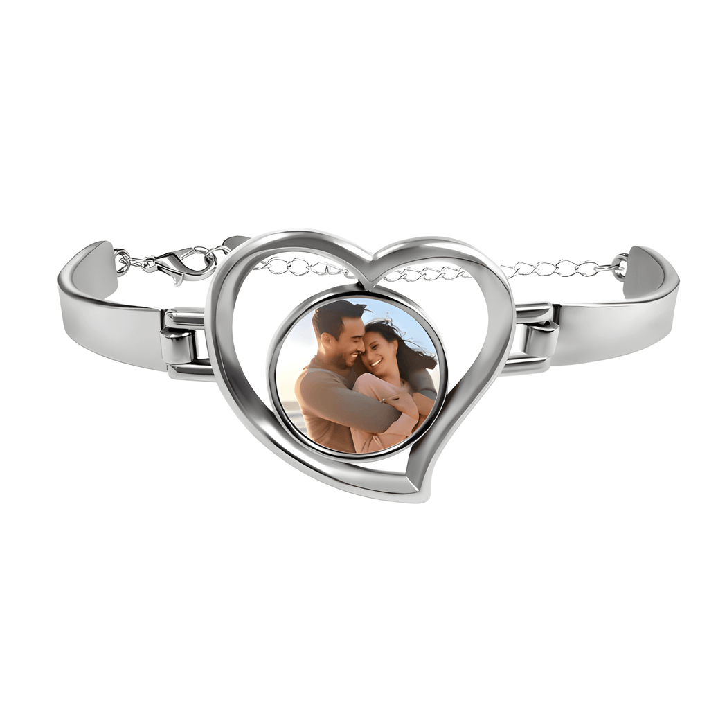 Custom Photo Heart Bracelet – Personalized Picture Bangle