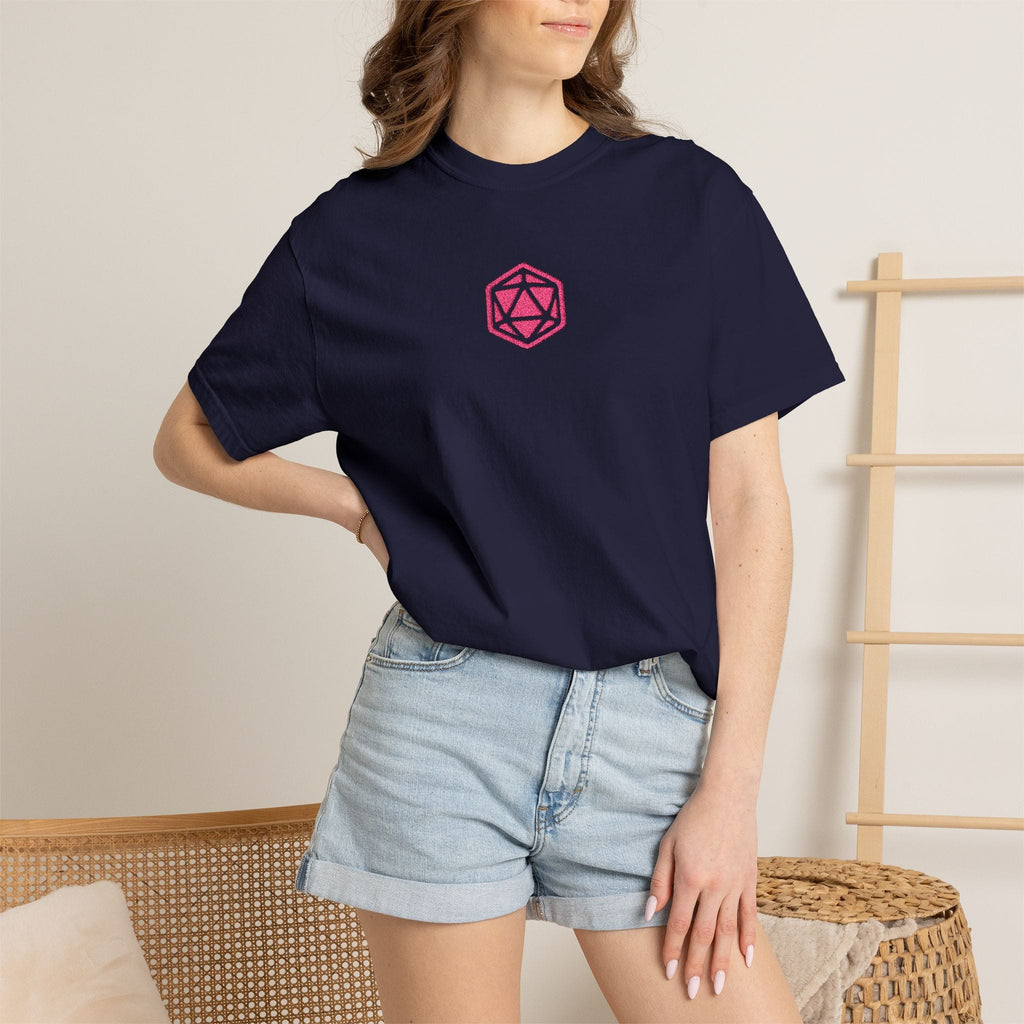 Pink D20 Embroidery T-Shirt - Comfort Colors
