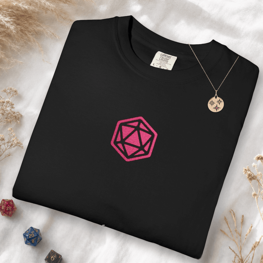 Pink D20 Embroidery T-Shirt - Comfort Colors