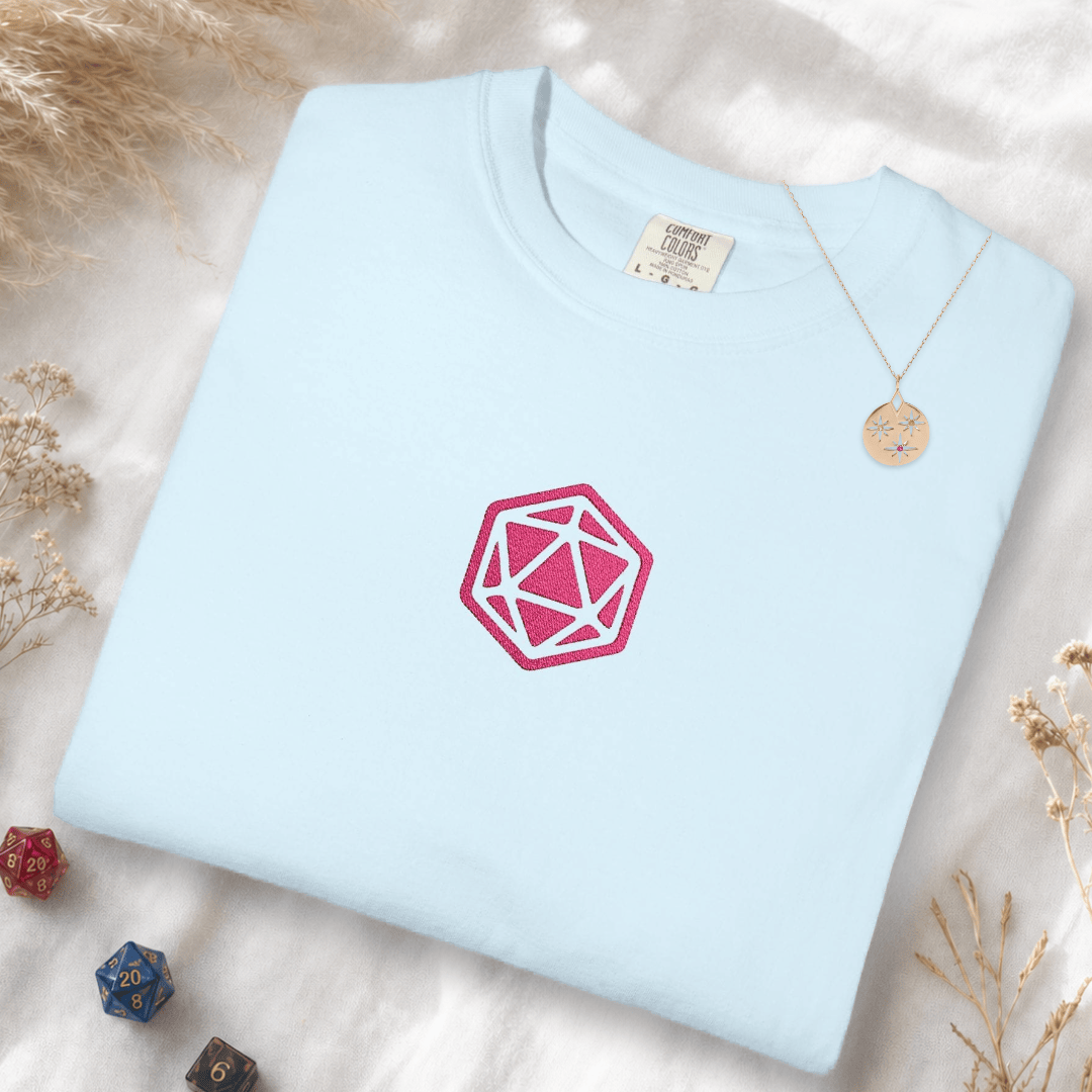 Pink D20 Embroidery T-Shirt - Comfort Colors