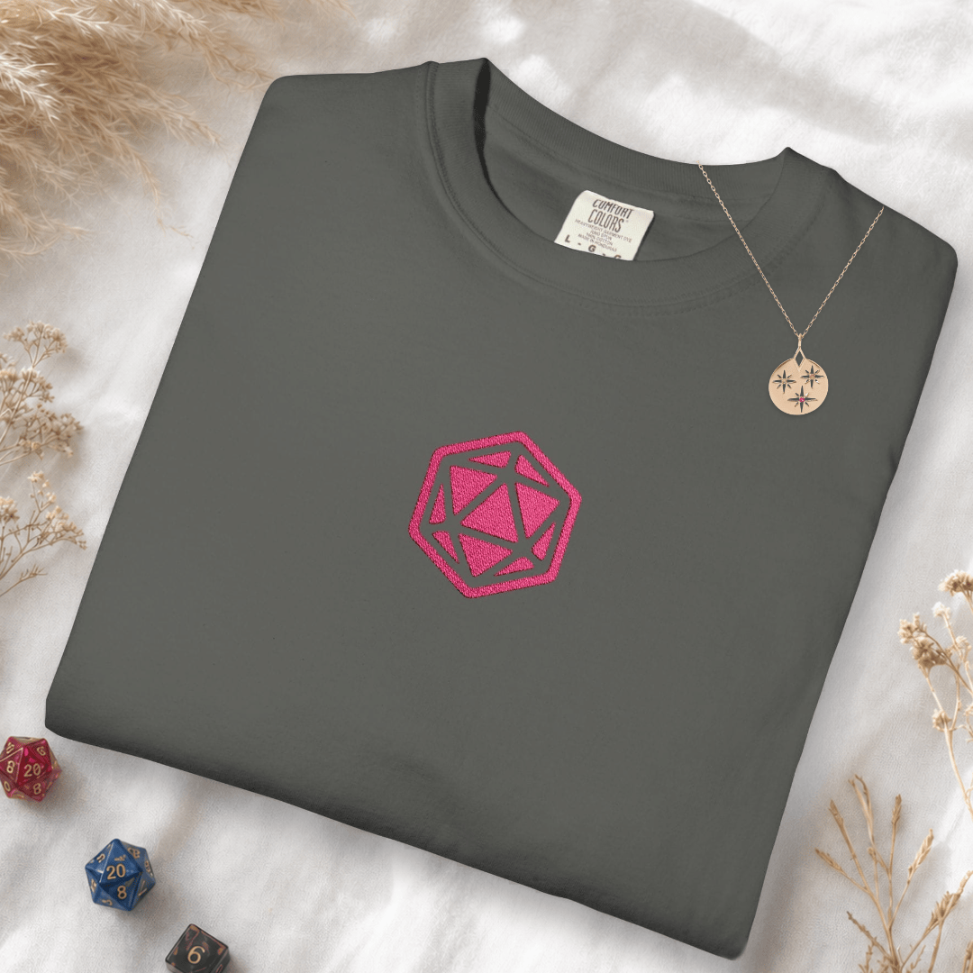 Pink D20 Embroidery T-Shirt - Comfort Colors