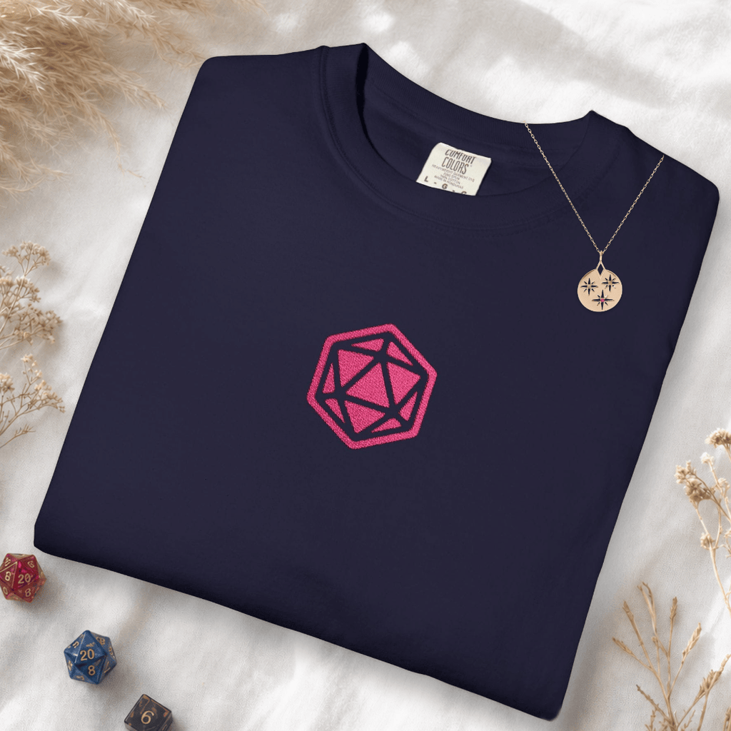 Pink D20 Embroidery T-Shirt - Comfort Colors