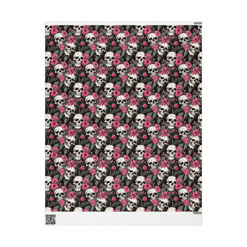 Pink Flowers and Skulls Gift Wrap