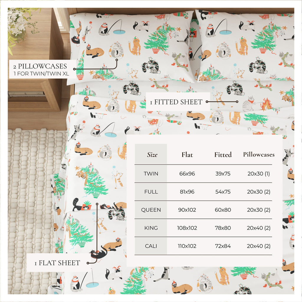 Turkish Cotton Christmas Flannel Sheet Set - Whittaker Collection