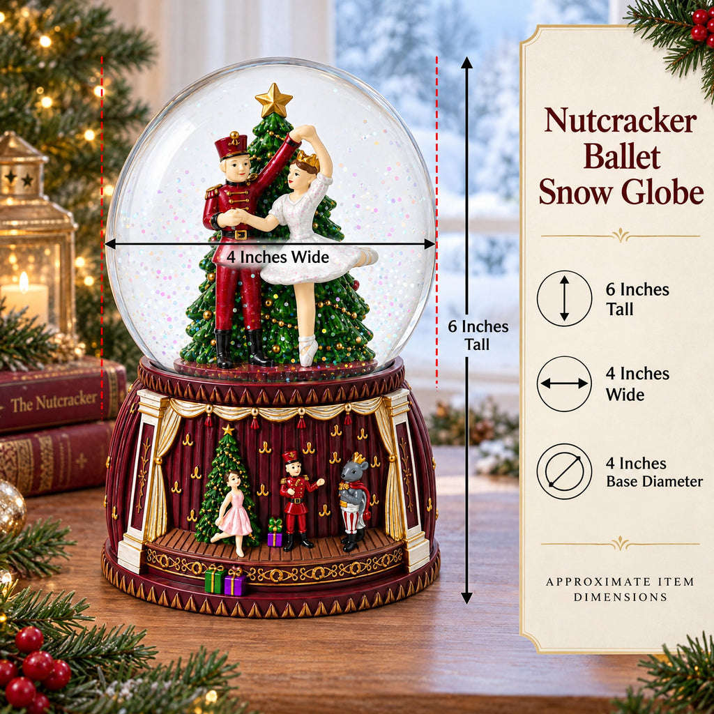 Dancing Nutcracker and Ballerina Musical Water Snow Globe