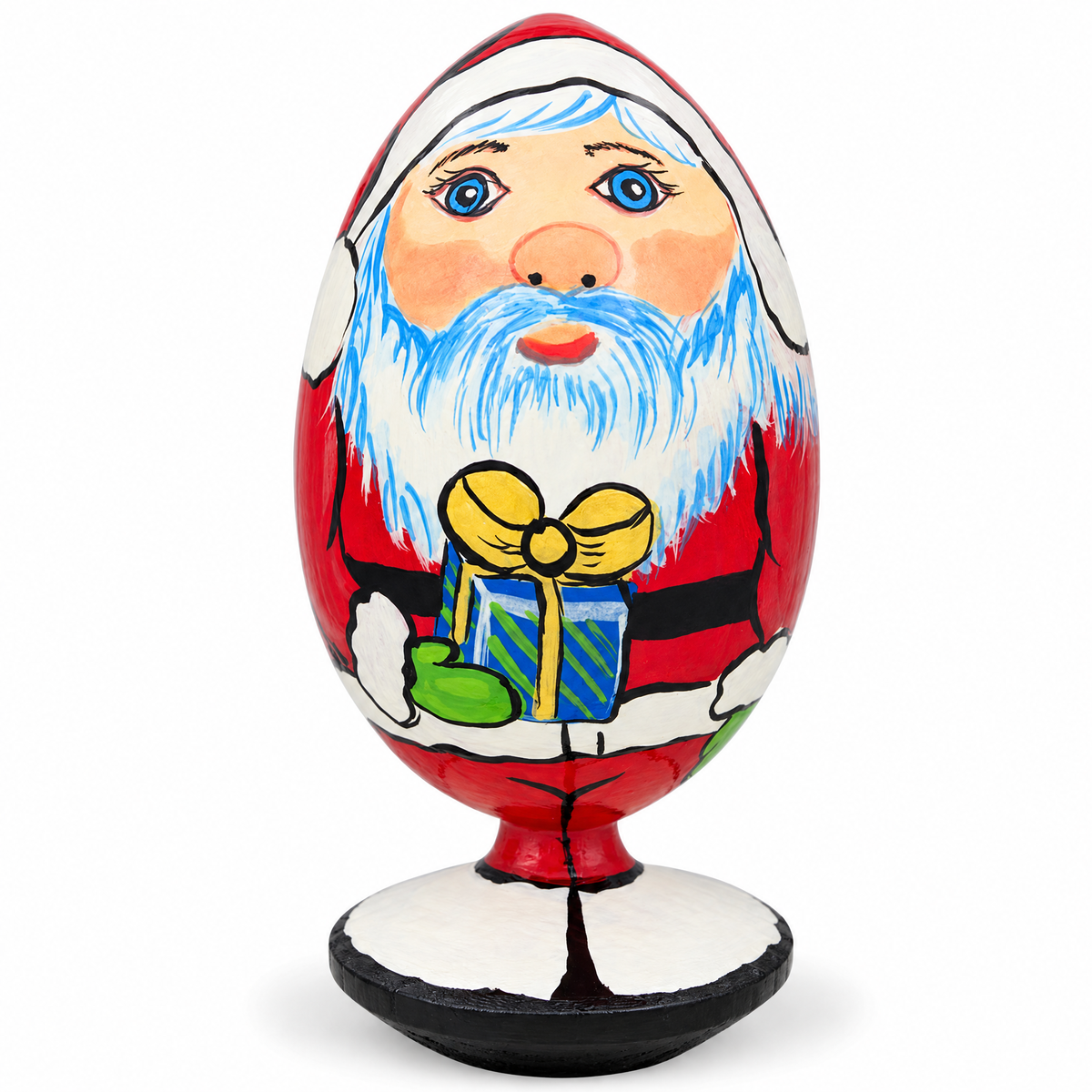 Santa Claus with Gift Wooden Figurine 4.75 Inches