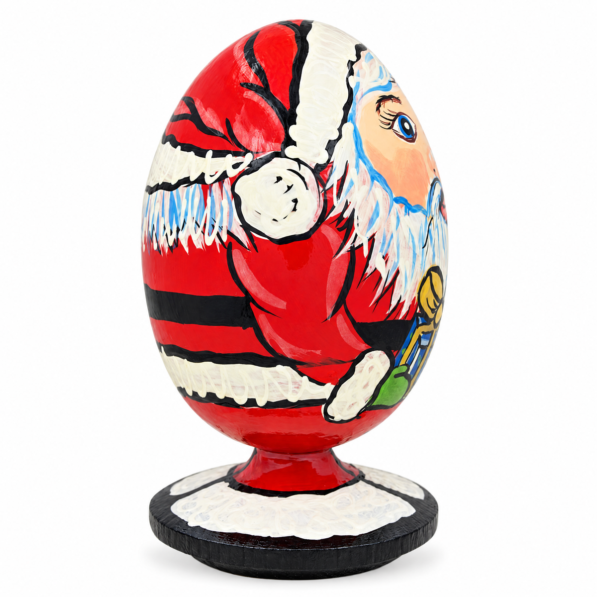 Santa Claus with Christmas Gift Wooden Figurine