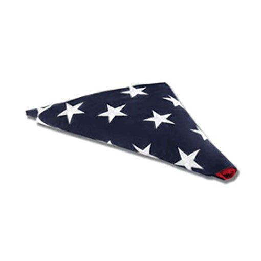 Folded American flag Made in The USA with Fully Embroered Stars and Sewn Stripes