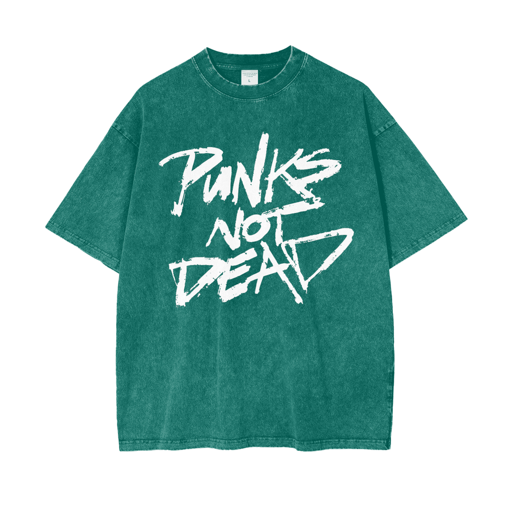 Punks Not Dead Acid Washed Oversized Tee