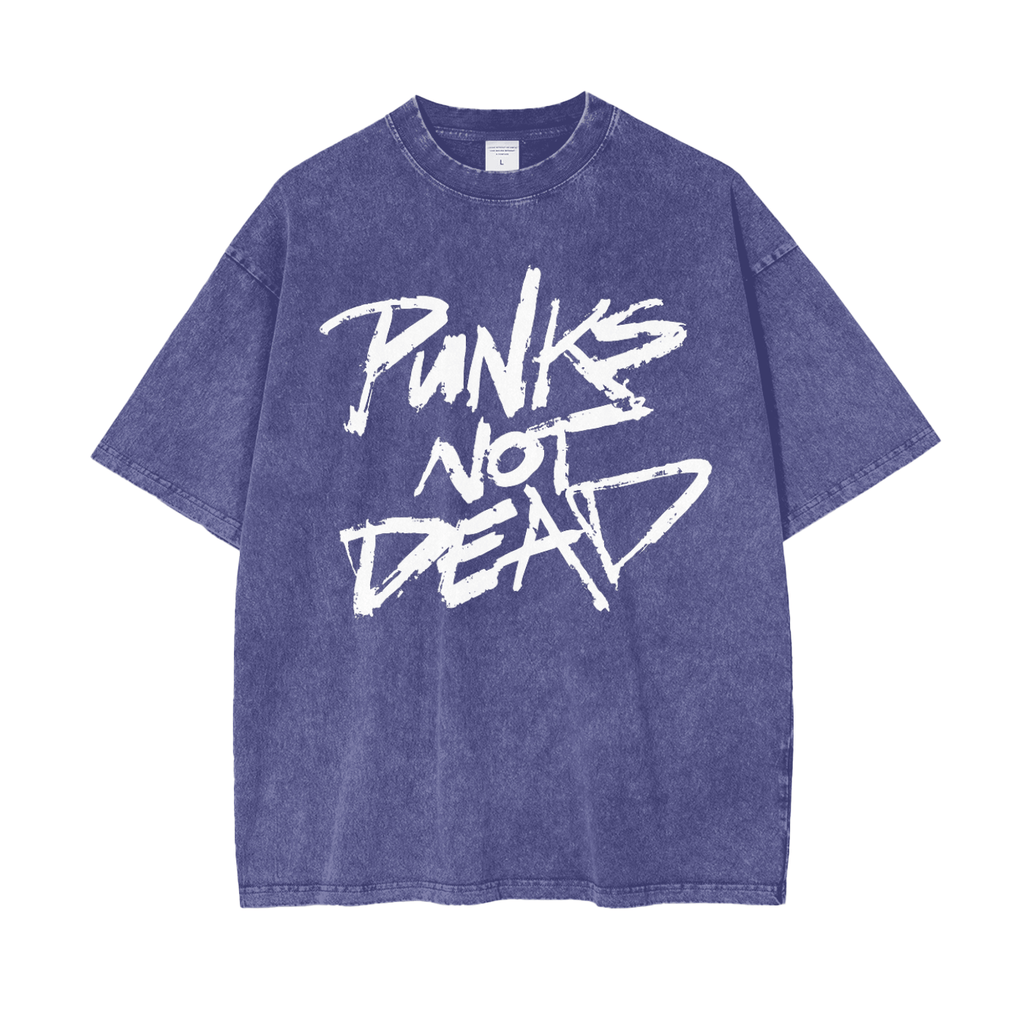 Punks Not Dead Acid Washed Oversized Tee