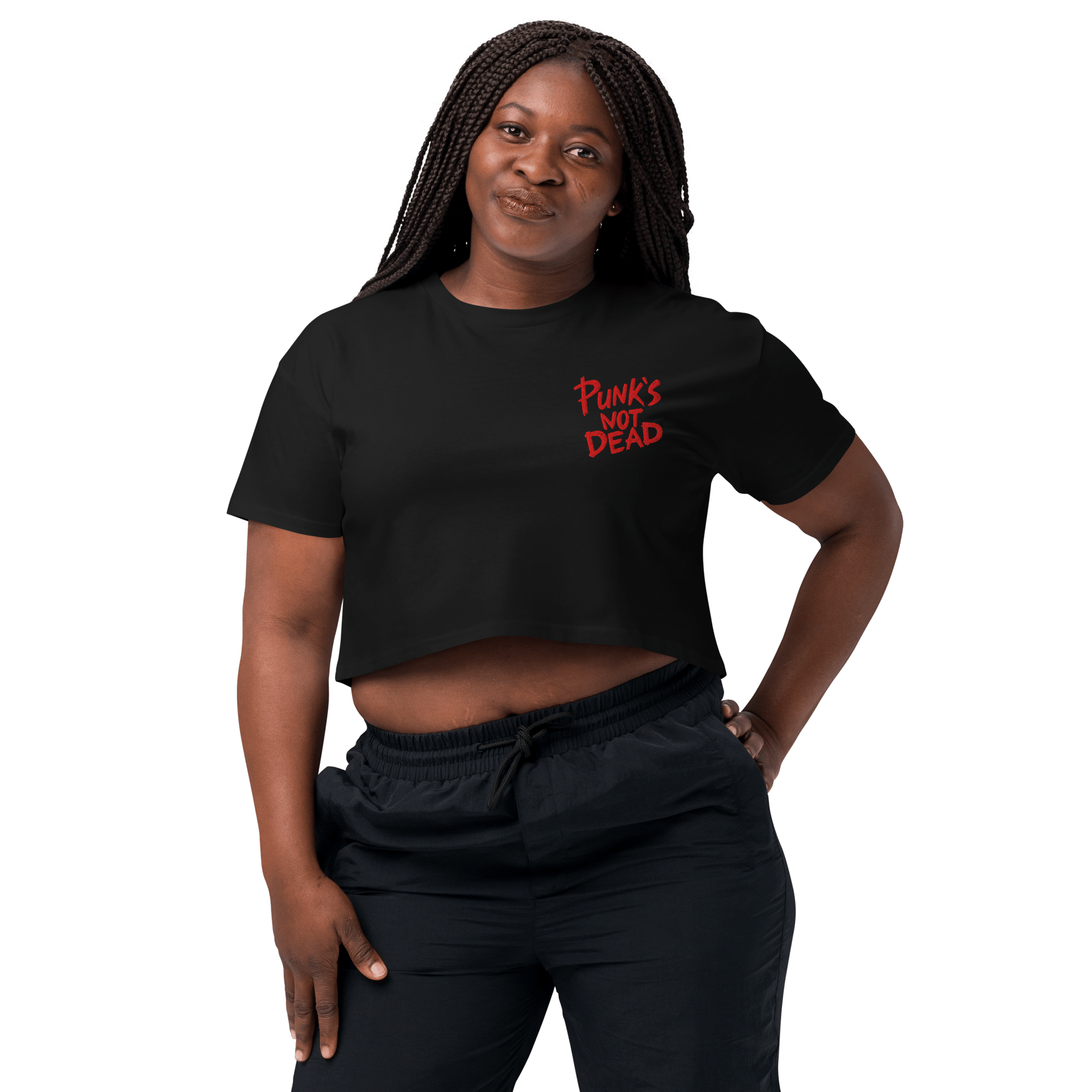 Punk's Not Dead Embroidered Crop Top