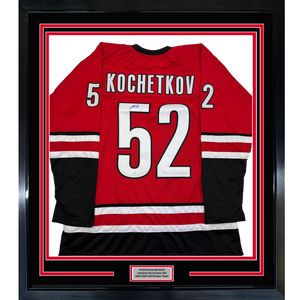 Framed Autographed/Signed Pyotr Kochetkov 35x39 Carolina Red Hockey Jersey JSA COA