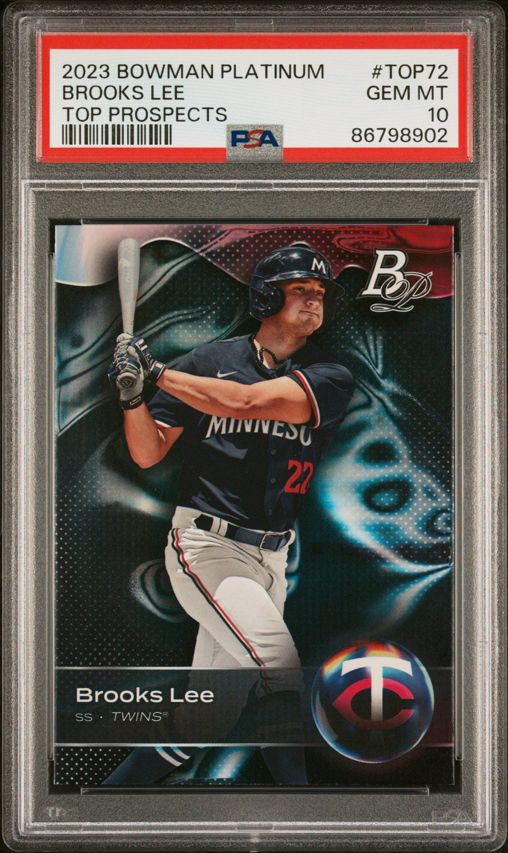 Graded 2023 Topps Bowman Platinum Brooks Lee #TOP72 Top Prospects Rookie RC Baseball Card PSA 10 Gem Mint