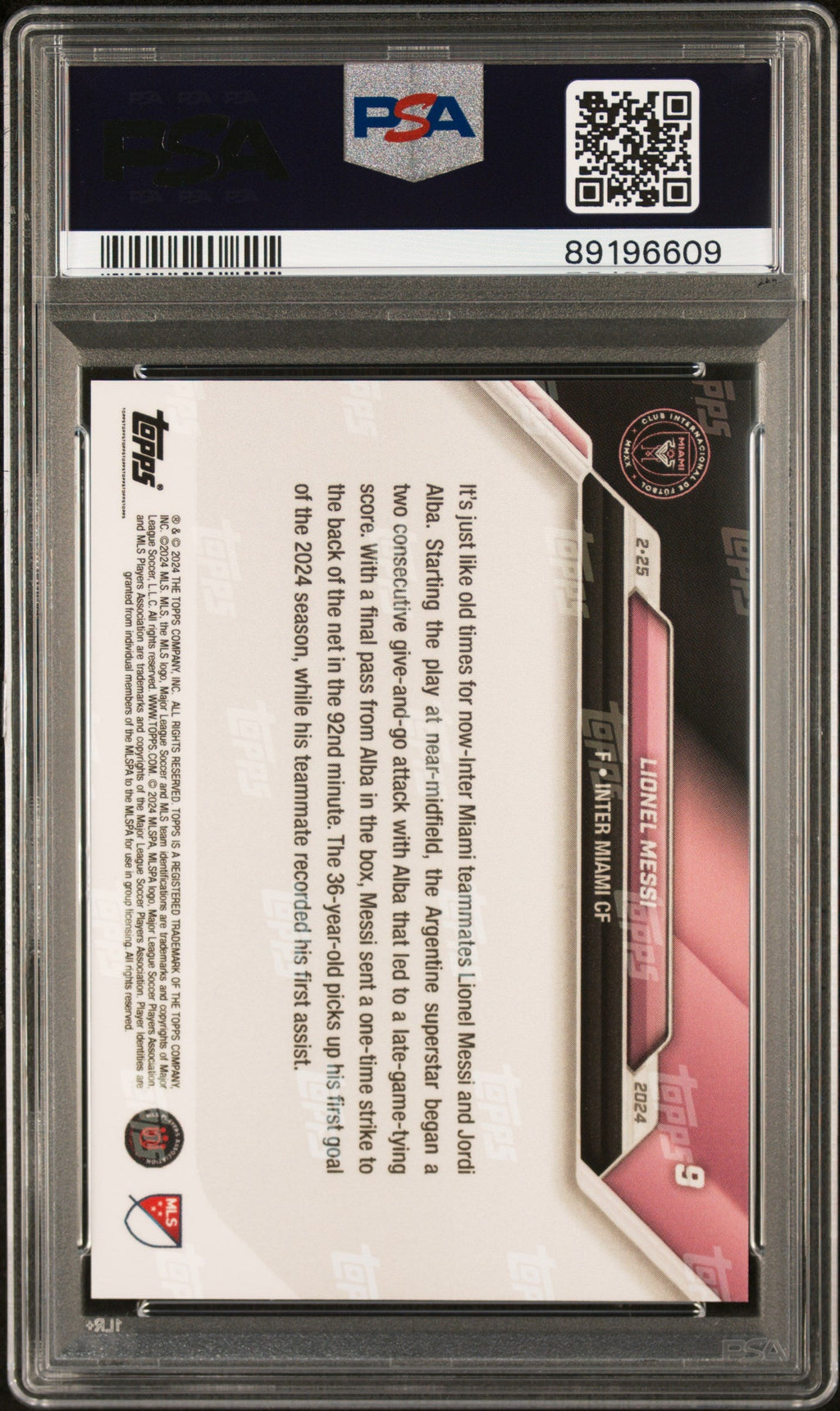 Graded 2024 Topps Now MLS Lionel Messi #9 Connects With Alba For 1st Goal of 2024 MLS Season Soccer Card PSA 10 Gem Mint