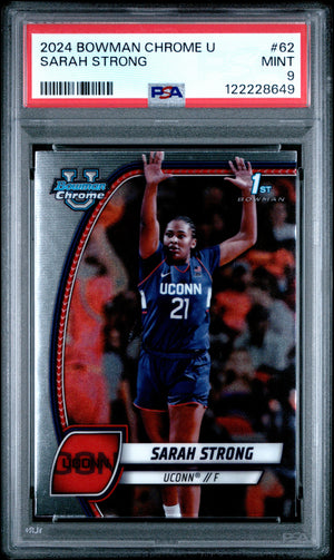Graded 2024 Topps Bowman Chrome University Sarah Strong #62 Rookie RC Basketball Card PSA 9 Mint