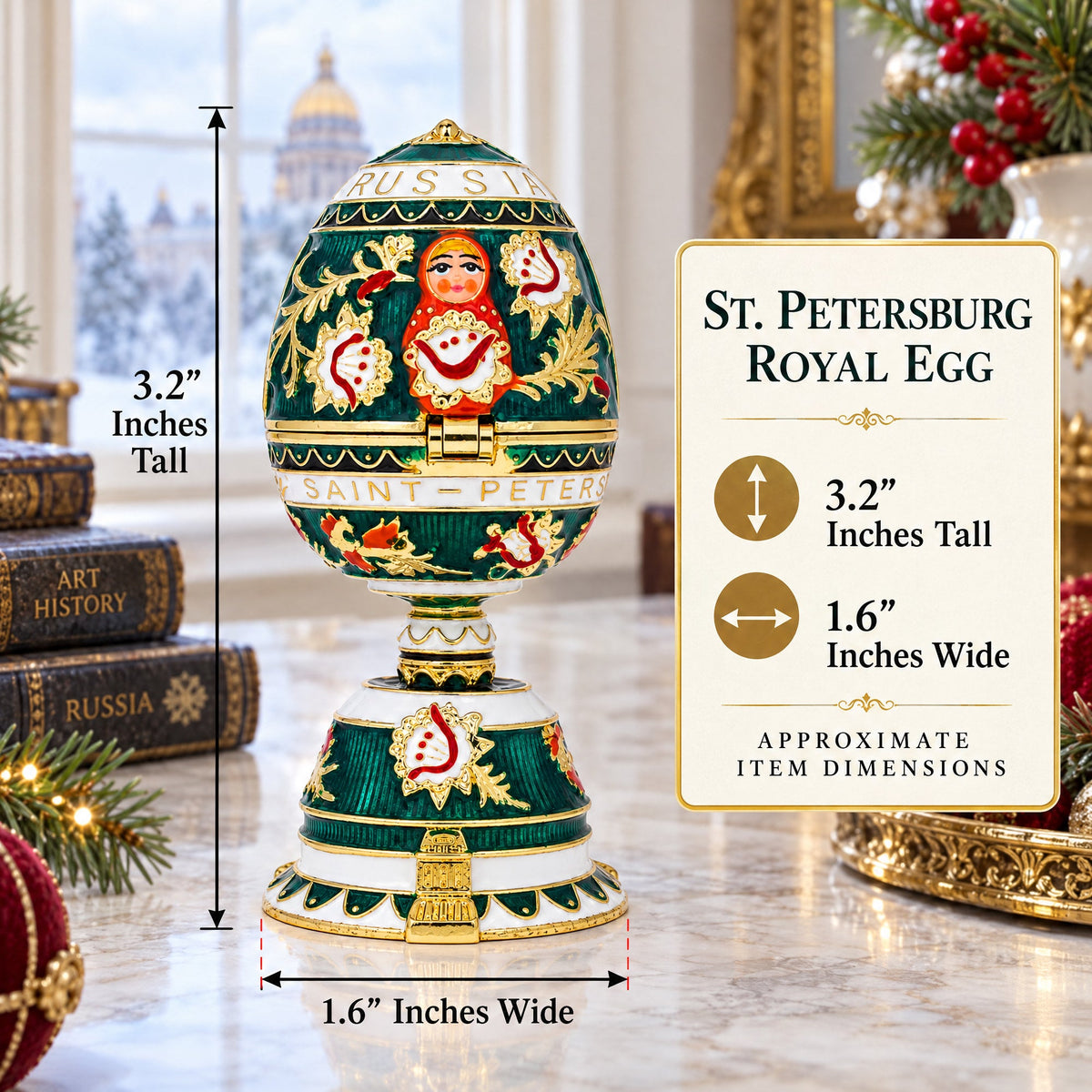 Enameled Nesting Doll Easter Egg Figurine