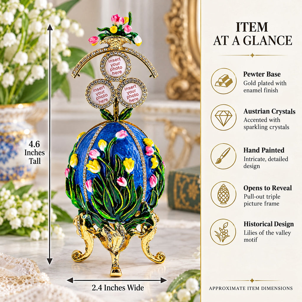 1898 Lilies of the Valley Royal Imperial Easter  Egg 4.75 Inches