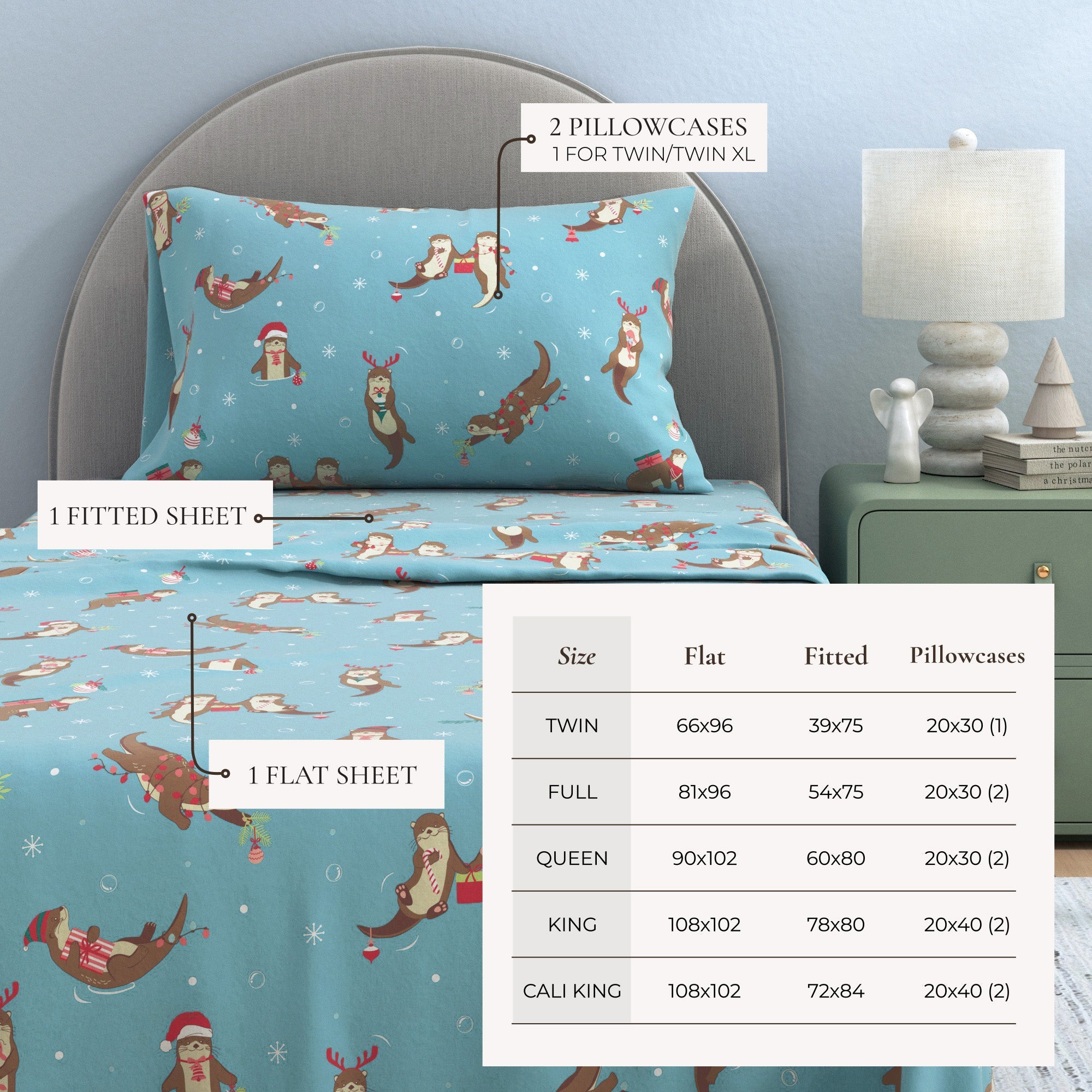 Turkish Cotton Christmas Flannel Sheet - Whittaker Collection