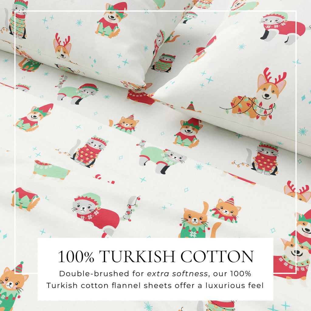 Turkish Cotton Christmas Flannel Sheet - Whittaker Collection
