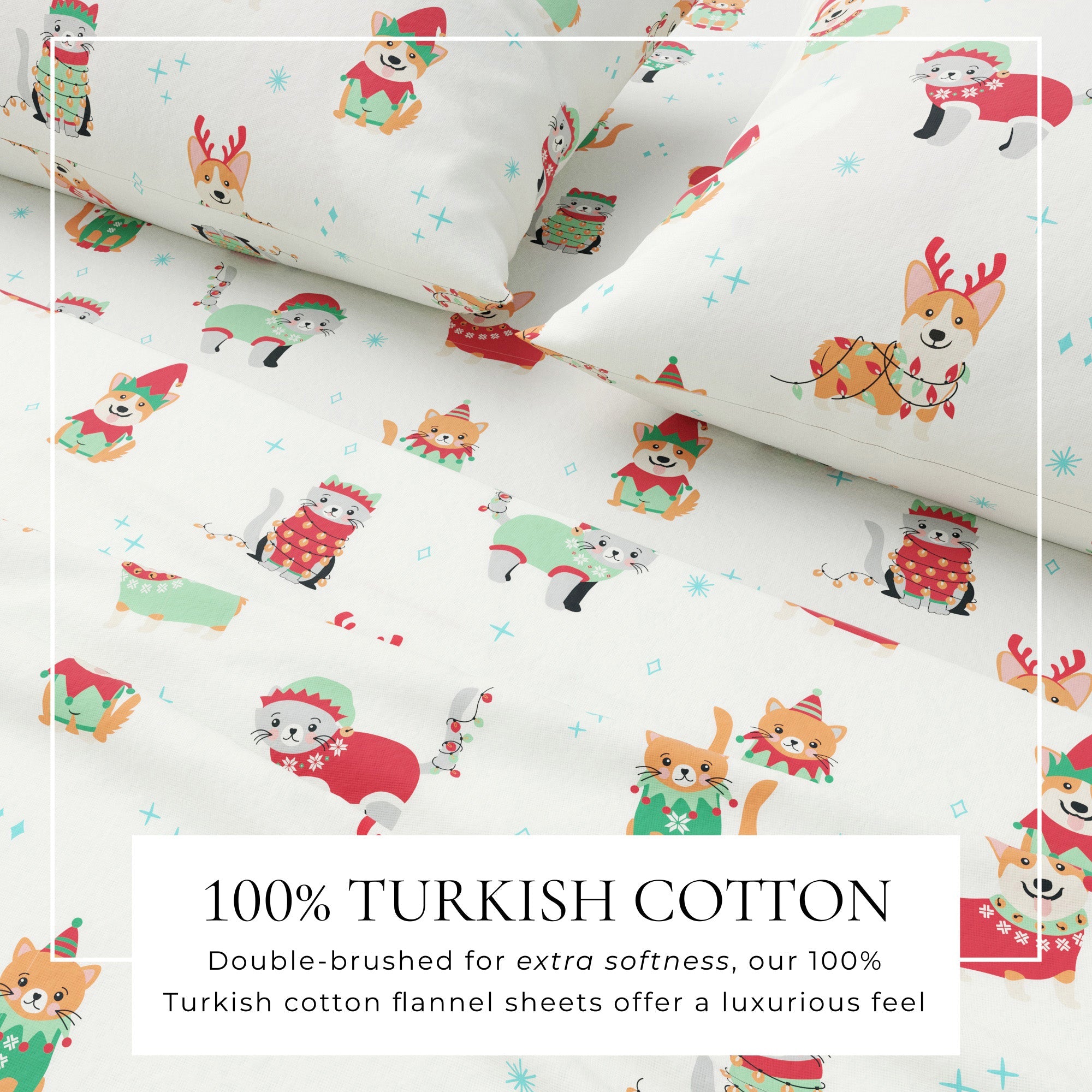 Turkish Cotton Christmas Flannel Sheet - Whittaker Collection