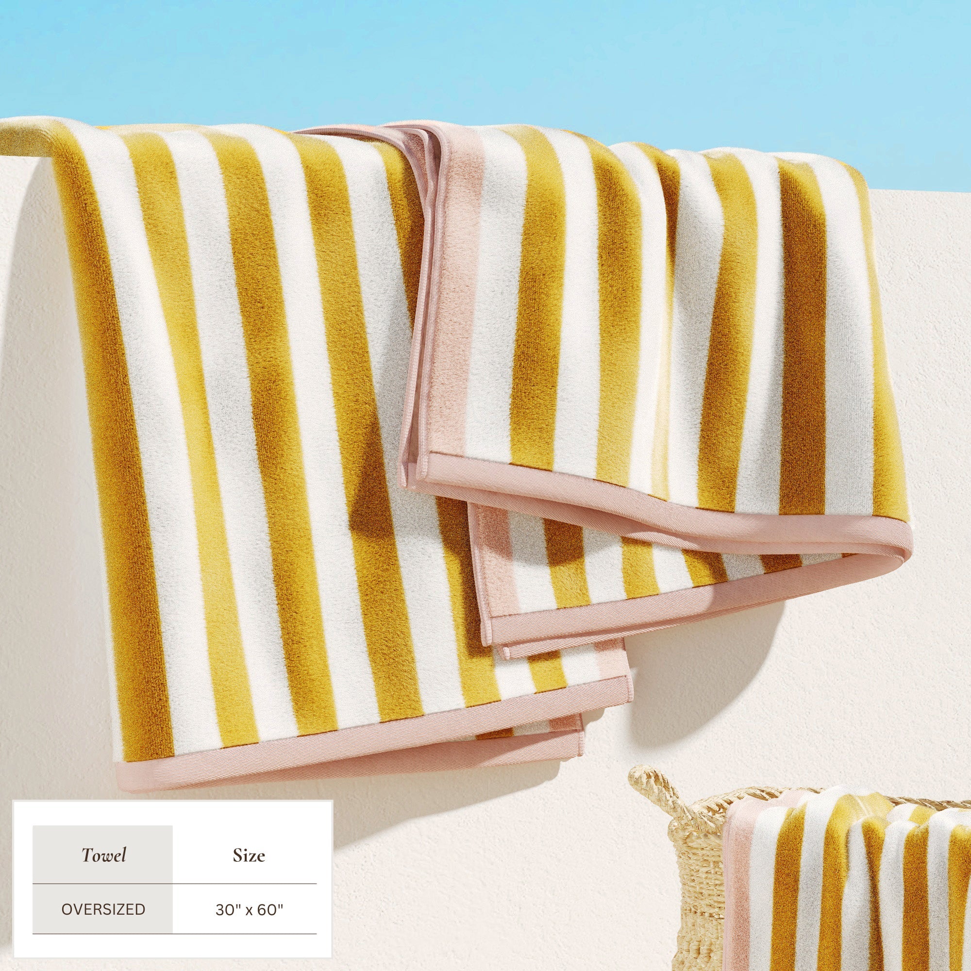 Oversized Striped Border Cabana Beach Towels - Santa Cruz