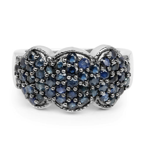 2.35 Carat Genuine Blue Sapphire .925 Sterling Silver Ring