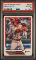 Graded 2023 Topps Pro Debut Evan Carter #PD79 Rookie RC Baseball Card PSA 10 Gem Mint