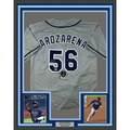 Framed Autographed/Signed Randy Arozarena 35x39 Tampa Bay Grey Baseball Jersey Beckett BAS COA