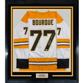 Framed Autographed/Signed Ray Bourque 35x39 Boston White Hockey Jersey JSA COA