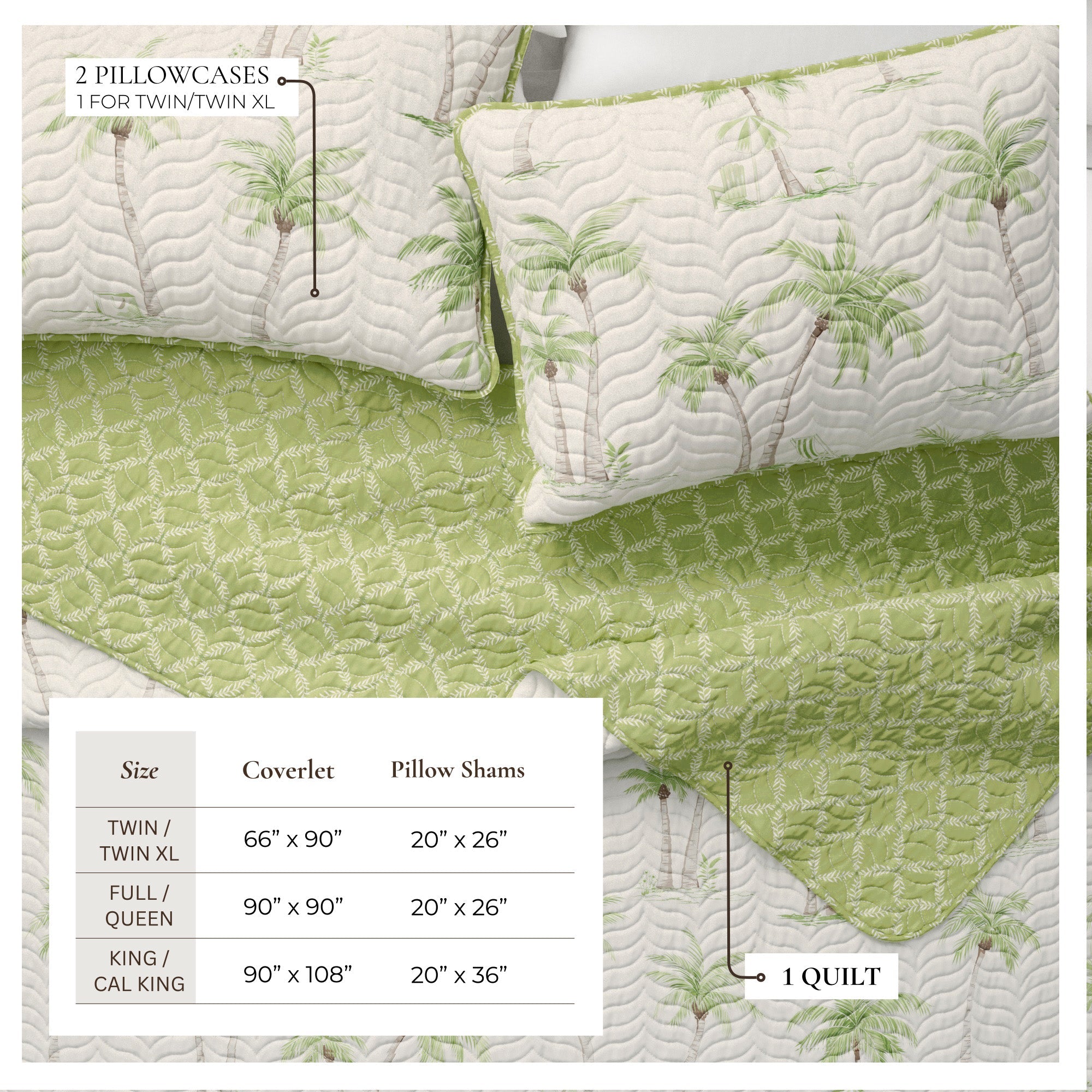 West Palm Trees Coastal Quilt Set - Coronado Collection