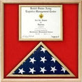 US Marine Corp Flag and Certificate Display Case/ award case - Oak