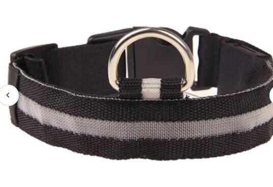 LED Adjustable Dog Collar- 5 Sizes 7 Colors  Blinking Flashing/Solid