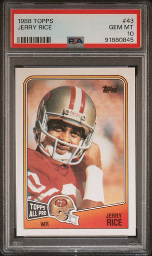 Graded 1988 Topps Jerry Rice #43 Football Card PSA 10 Gem Mint