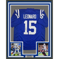 Framed Autographed/Signed Riley Leonard 35x39 Indianapolis Blue Football Jersey JSA COA
