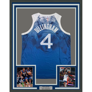Framed Autographed/Signed Rob Dillingham 35x39 Minnesota Blue Basketball Jersey JSA COA
