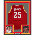 Framed Autographed/Signed Robert Horry 35x39 Houston Red Basketball Jersey Beckett BAS COA