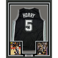 Framed Autographed/Signed Robert Horry 35x39 San Antonio Black Basketball Jersey Beckett BAS COA